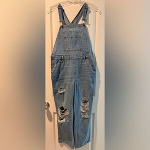 wild fable Distressed Light Blue Denim Overalls